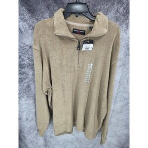 George & Martha Sweater Men XL Beige 1/4 Zip Pullover Terry Cloth Loungewear New